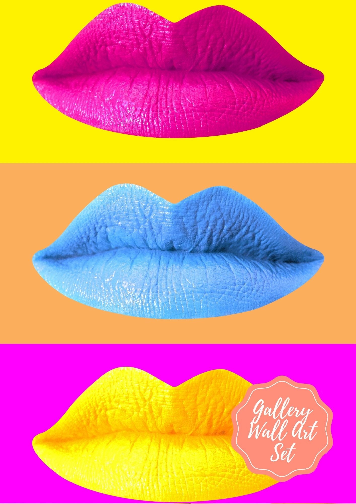 Pop Art Gallery Wall Set Colorful Wall Art Set Contemporary Etsy