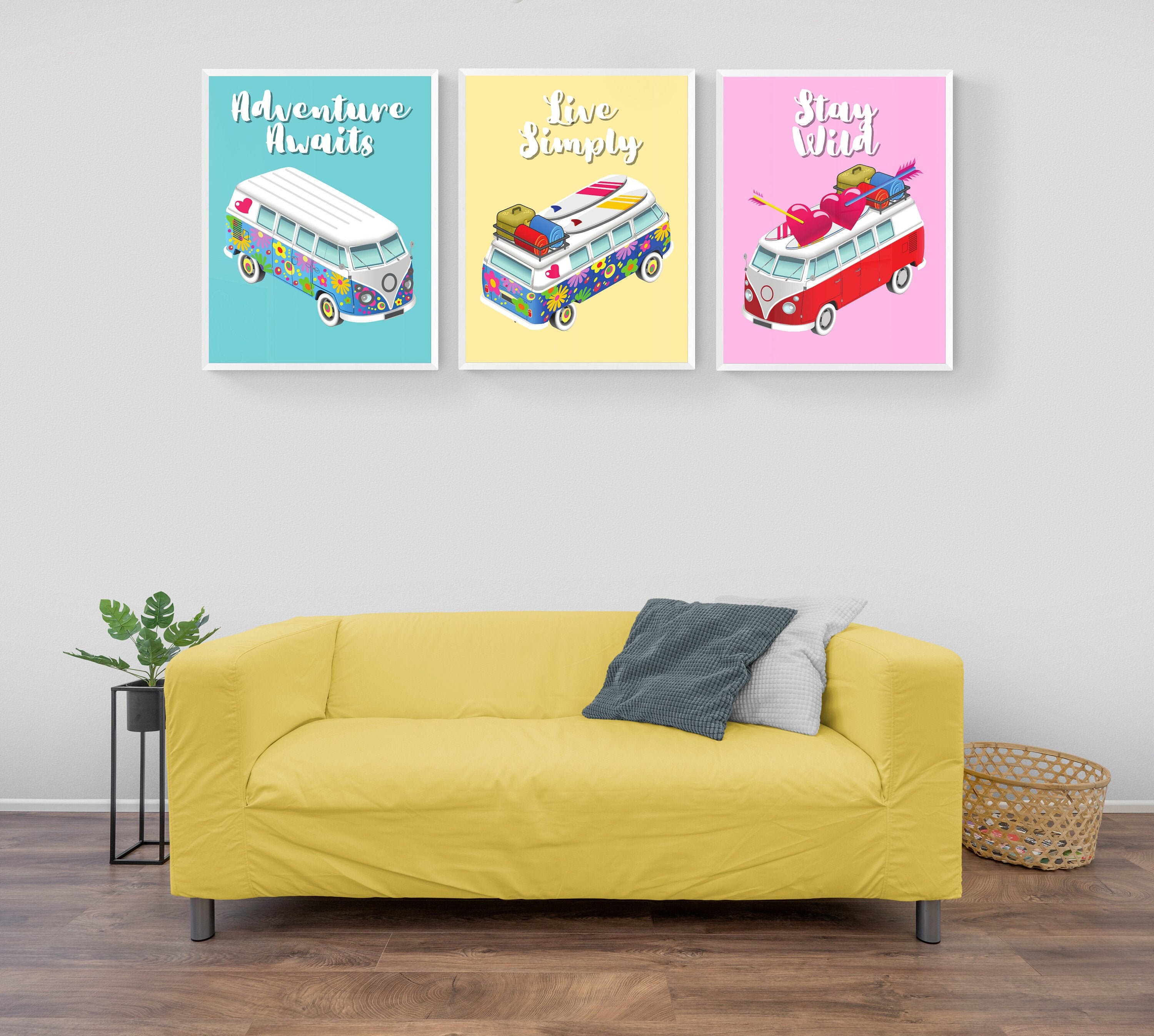 Volkswagen Print Surf Van Wall Art Van Life Wall Art Camper Etsy
