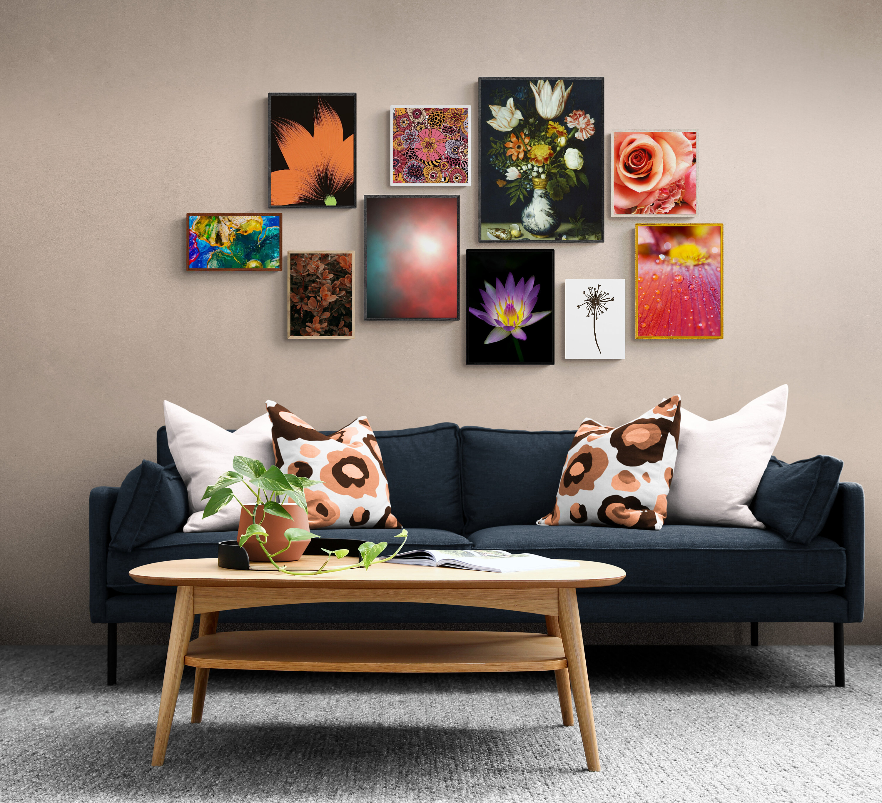 Eclectic Wall Art, Gallery Wall Set, Colorful Home Decor, Floral ...