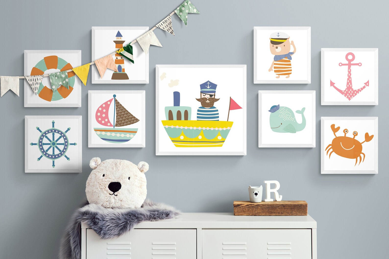 Nautical Gallery Wall Nautical Nursery Decor for Boy Etsy