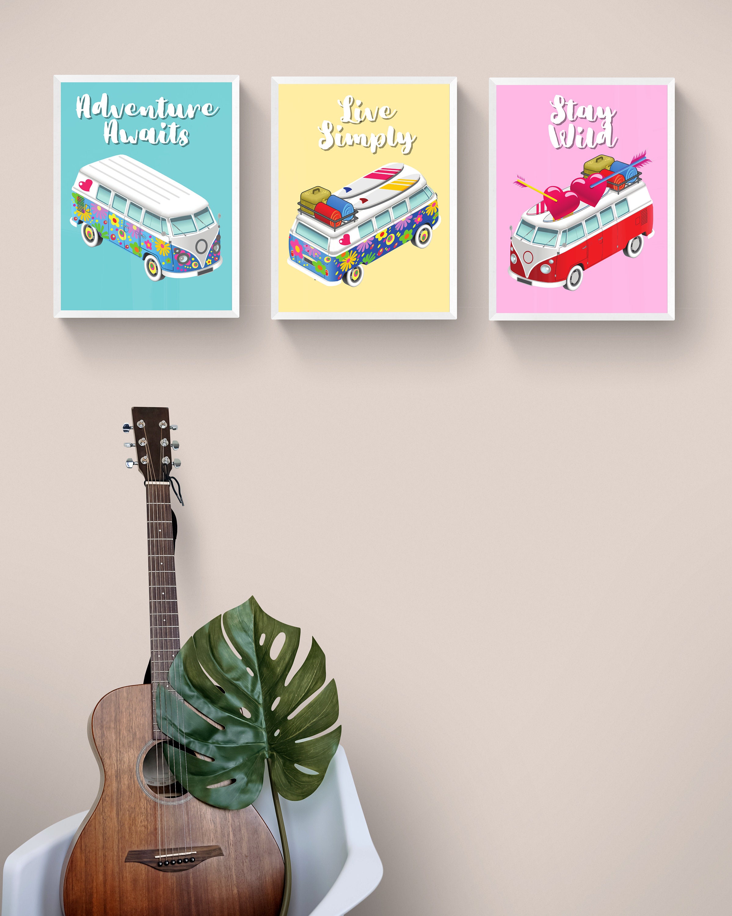 Volkswagen Print Surf Van Wall Art Van Life Wall Art Camper Etsy