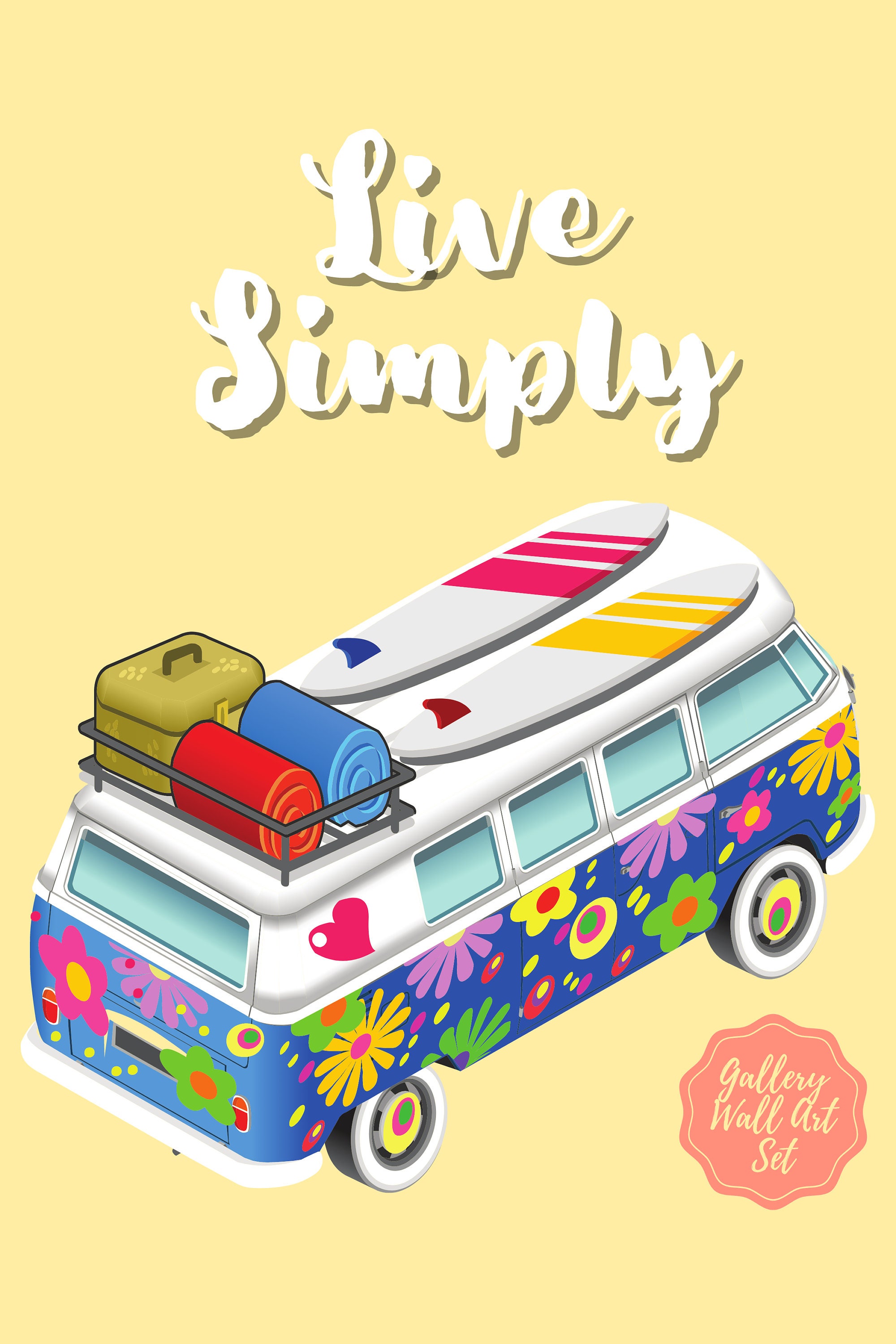 Volkswagen Print Surf Van Wall Art Van Life Wall Art Camper Etsy