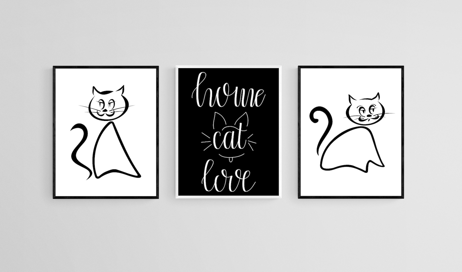 Black and White Cat Wall Art, Feline Wall Art, Cat Lover Gifts, Black