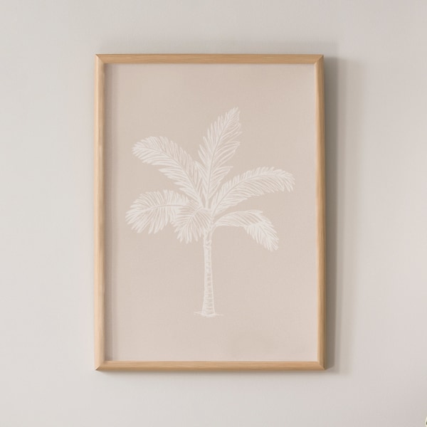 Neutral Palm Tree Print | Palm Tree Print | Tropical Wall Art | Tropical Leaf Wall Art Print | Minimalist Print | Printable Wall Art