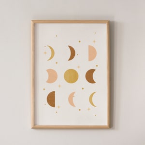 Modern Moon Phase Print | Moon Phase Art | Moon Phase Wall Hanging | Moon Nursery Print | Moon Phases Print | Boho Wall Art | Printable Art