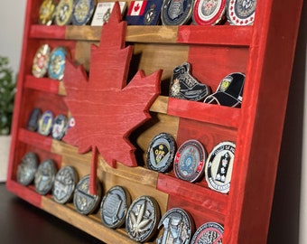 Challenge Coin Holder Canada | Wall mount | Law Enforcement/Military Coin Display| Canada Flag