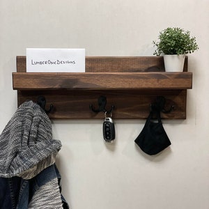 Entryway Organizer | Key hook and hanger | Coat rack with shelf