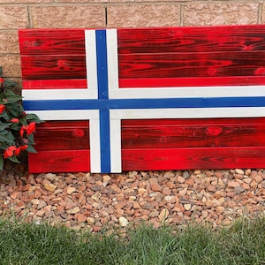 3D Wooden Norwegian Flag | Norway Flag | Cottage Backyard Porch decor | Wood Flag |Rustic home decor |