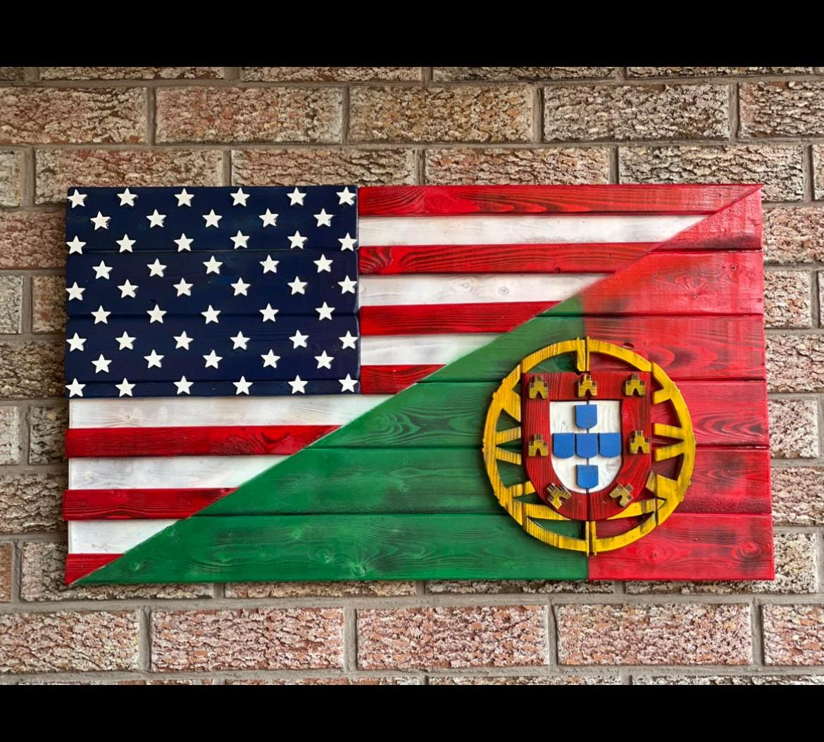 3D Wooden Usa/azores Flag | Cottage Backyard Decor | USA | Azores