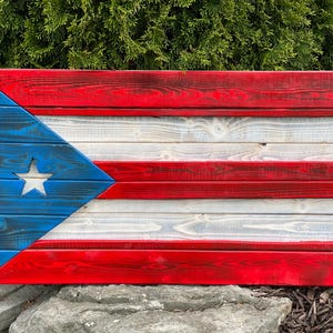 3D Wooden Puerto Rico Flag | Custom Flag | Cottage Backyard Porch decor | Puerto Rico | Wood Flag | unique gift | USA flag | American