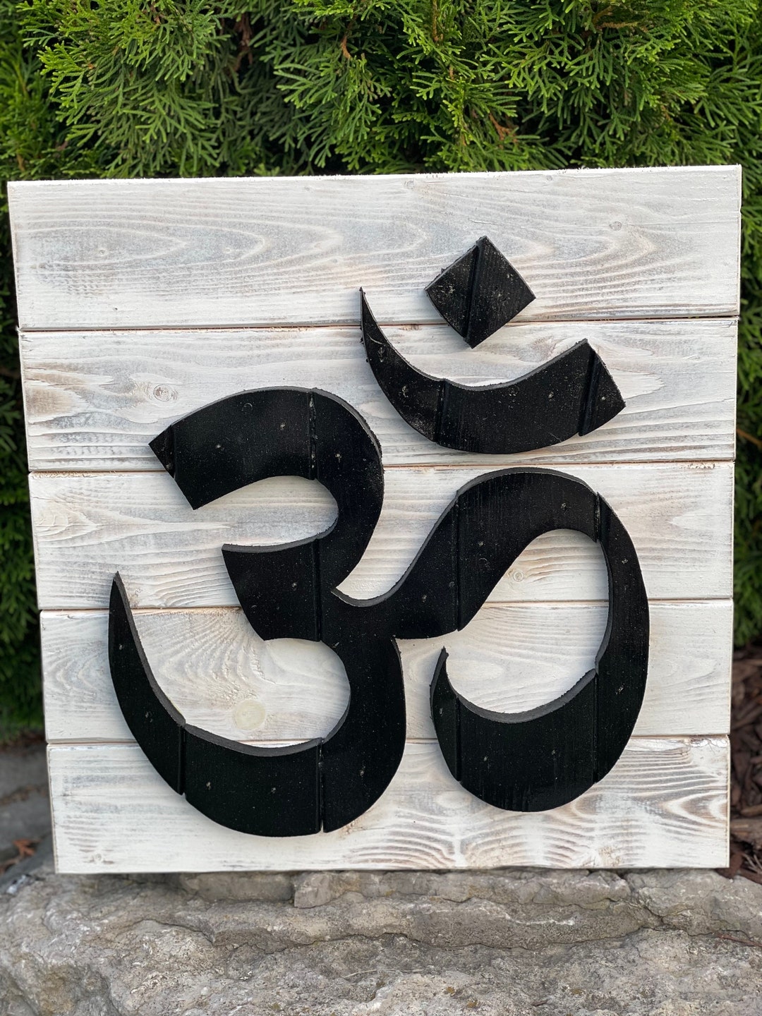 3D Wooden Om Symbol Wall Decor Om Aum Yoga Studio Hinduism Wood Flag