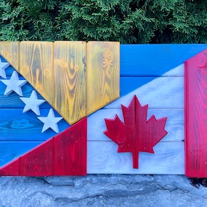 3D Wooden Canada/Bosnia Flag | Bosnia and Herzegovina | Backyard Porch decor | Wood Flag |Rustic home decor | Wedding gift | Shower gift
