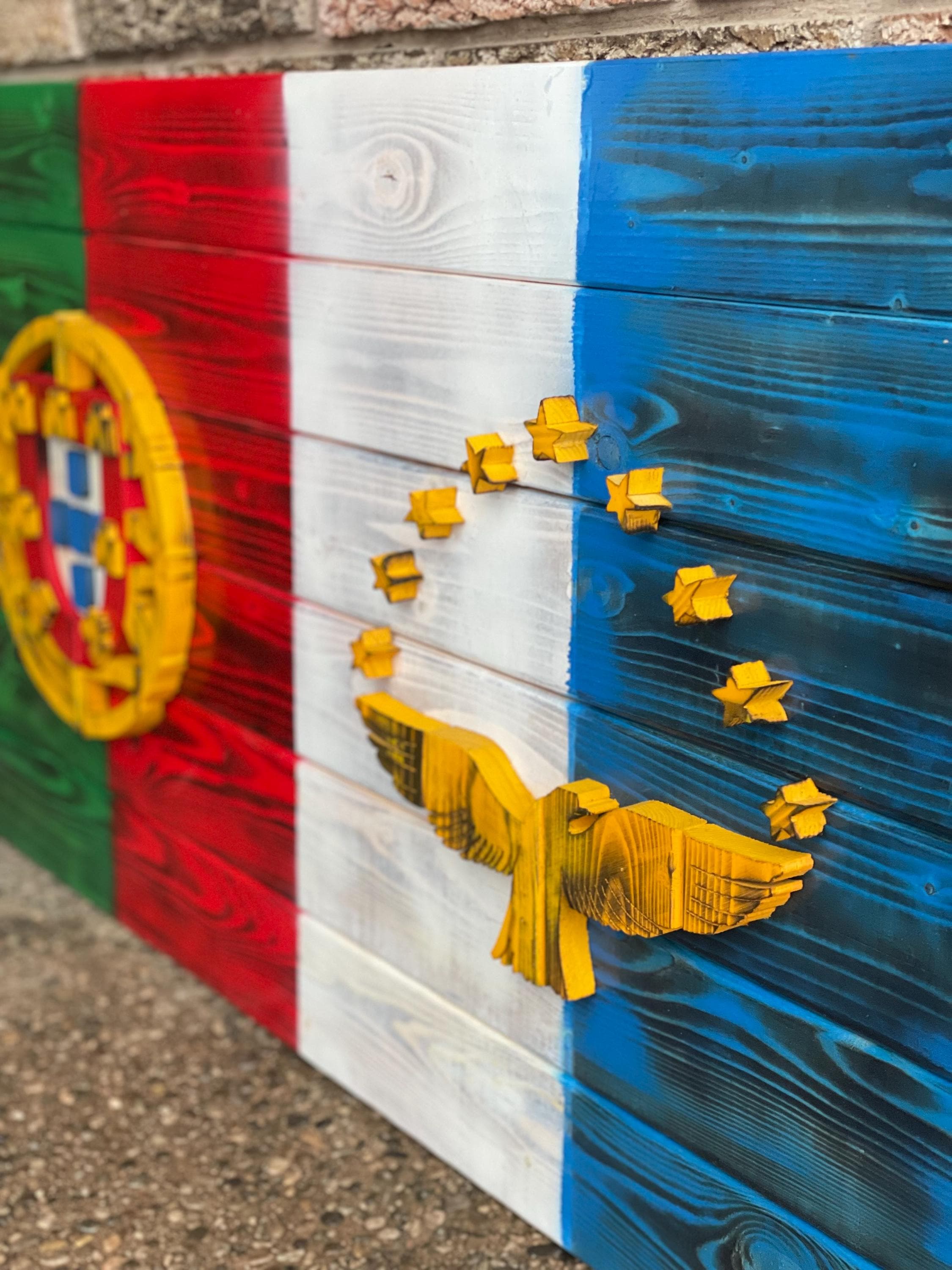 3D Wooden Portugal/azores Flag | Cottage Backyard Decor | Azores