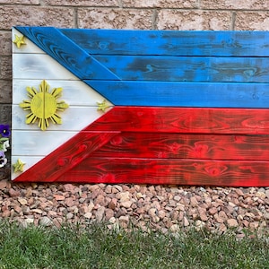 3D Wooden Philippines Flag | Cottage Backyard Porch decor | Philippines | Canada | Wood Flag | Filipino