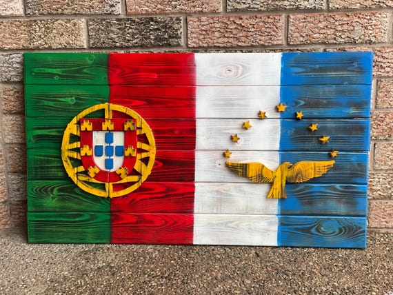 3D Wooden Portugal/azores Flag | Cottage Backyard Decor | Azores