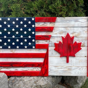 3D Wooden USA/Canada Flag | Cottage Backyard decor | USA | Canadian | Wood Flag | American flag | Wedding gift | Shower gift | unique gift