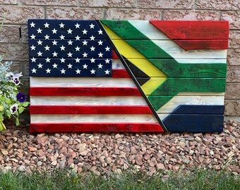 3D Wooden USA/South Africa Flag | Cottage Backyard decor | USA | South Africa | Wood Flag | American flag | Wedding gift | Shower gift