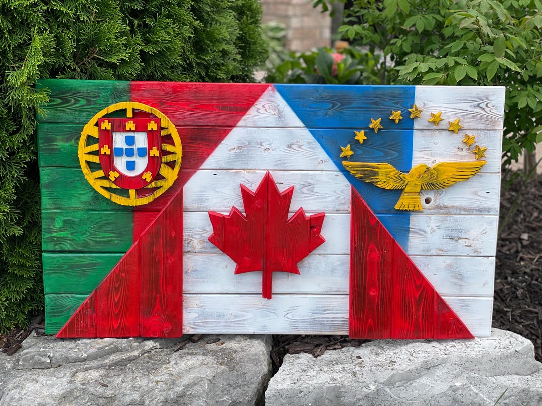 3D Wooden Portugal/canada/azores Flag | Cottage Backyard Decor