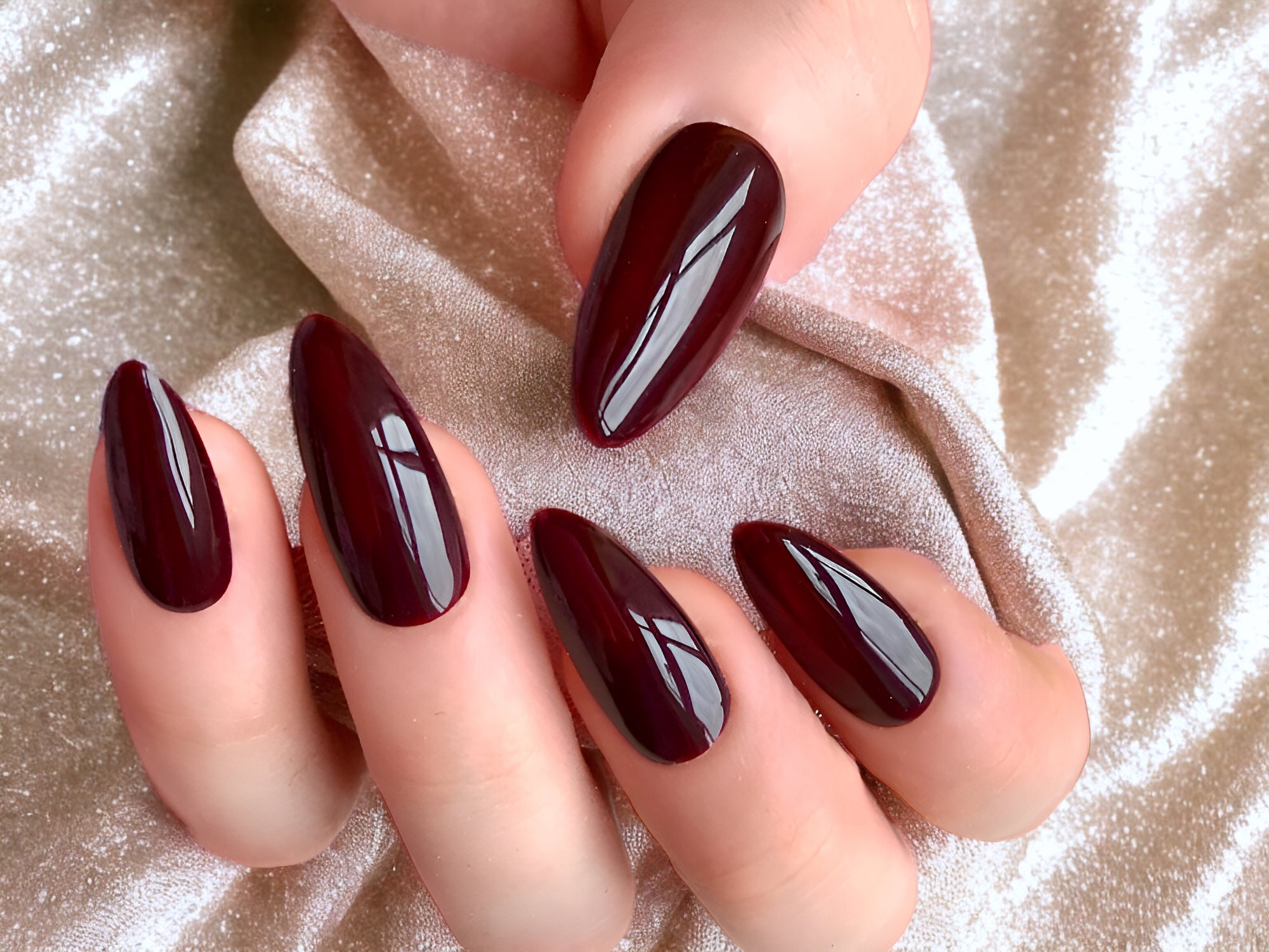 Simple red | Red nails, Almond nails designs, Super nails