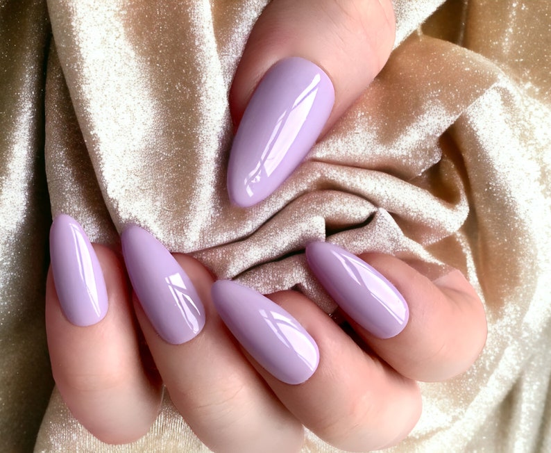 Lilac Lavender Press on Nails, Custom Press on Nails, False Nails, Stick on Nails, Set of 10, Set of 20, Almond Nails, Coffin Nails image 1