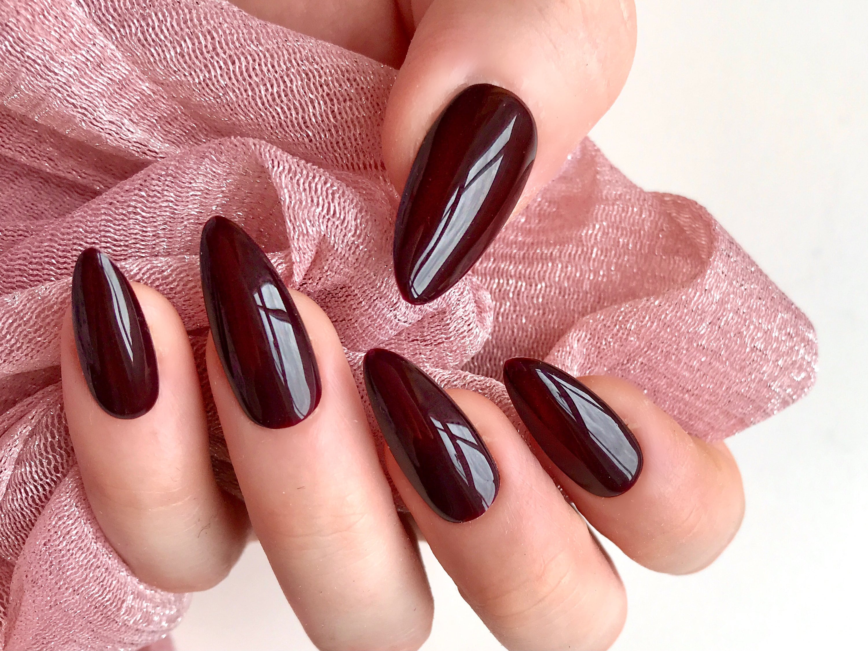1. Burgundy and Black Ombre Nails with Rhinestones - wide 6