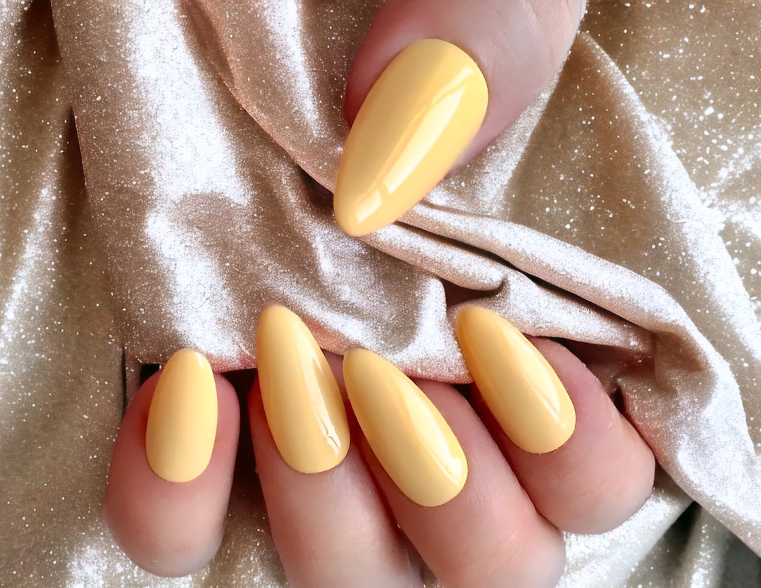 yellow almond nails