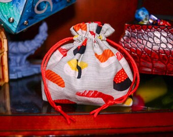 Sushi small dice bag | ttrpg gift | dnd gift | coin pouch | token storage | bag of holding | board game | table top