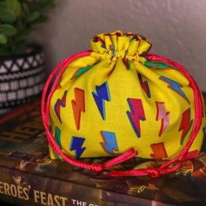 Lightening Bolt retro small dice bag | ttrpg gift | dnd gift | coin pouch | token storage | bag of holding