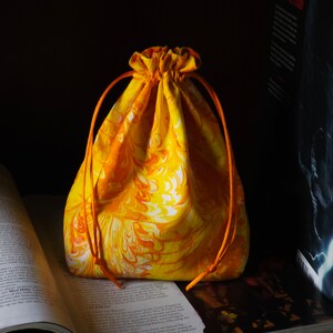 Yellow and orange large dice bag | ttrpg gift | dnd gift | coin pouch | token storage | bag of holding