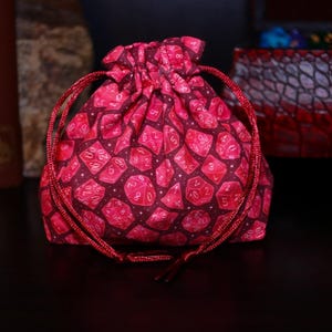 Red dice small dice bag | ttrpg gift | dnd gift | coin pouch | token storage | bag of holding | board game | table top