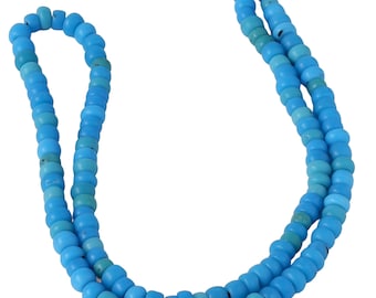 Antique Venetian Padre Beads - Sky Blue - African Trade glass Bead  - 30" long (125 Beads)