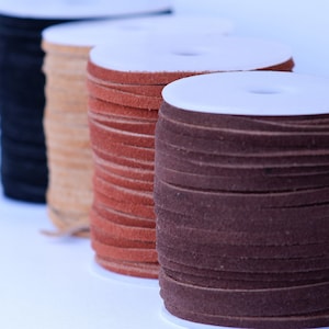 3mm Flat Suede Cord: 1/8" x 27 Yards, Natural 4 Color String Lace