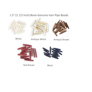 30 perline da 1,5" (1 1/2") in osso marrone antico, autentiche, per la creazione di gioielli e collane in stile nativo americano.