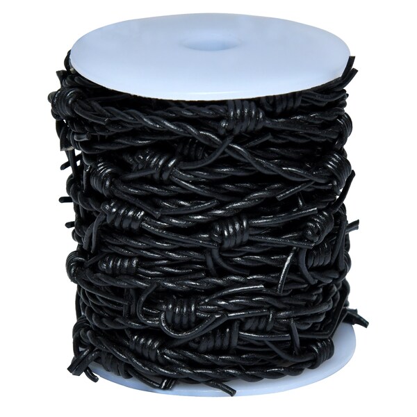 Artificial Barbed Wire -  Ribbon Trim Real Leather Cord for Party Home Decoration, Gift Boxes - 33 Feet Spool