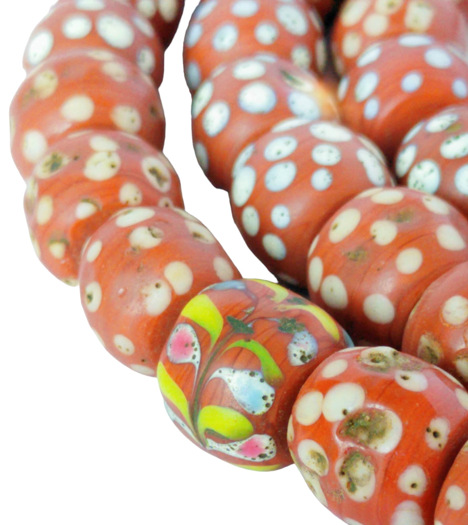 70 Red African Skunk Eye Beads Antique Glass Trade Beads 1014 Mm