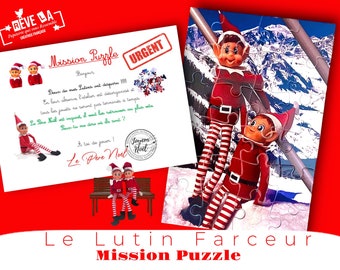 Puzzle de noël Lutin Farceur/Elfe/Noël personnalisé/enfant/Lutine/Elfie