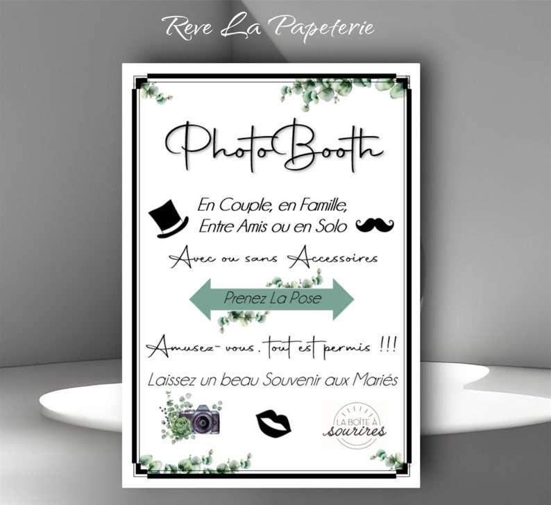 Affiche Photobooth/Candy Bar/ Gobelets/Livre dor/Bienvenue/Bar à Tattoos image 1