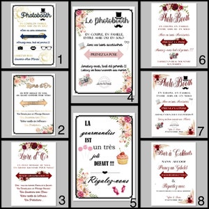 Affiche Photobooth/Candy Bar/ Gobelets/Livre dor/Bienvenue/Bar à Tattoos image 2