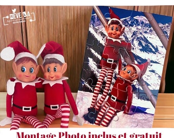 Puzzle de noël Lutin Farceur/Elfe/Noël personnalisé/enfant/Lutine/Elfie/SOUVENIR/ départ du lutin