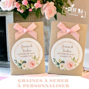 Lot Sachets de Graines à semer/faveur/mariage/baptême/communion/EVJF/anniversaire/cadeaux invités personnalisés/Fleurs jachères/champêtre