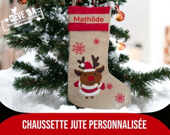 Chaussette de Noël personnalisée/Bonhomme de neige/chocolats/Père Noël