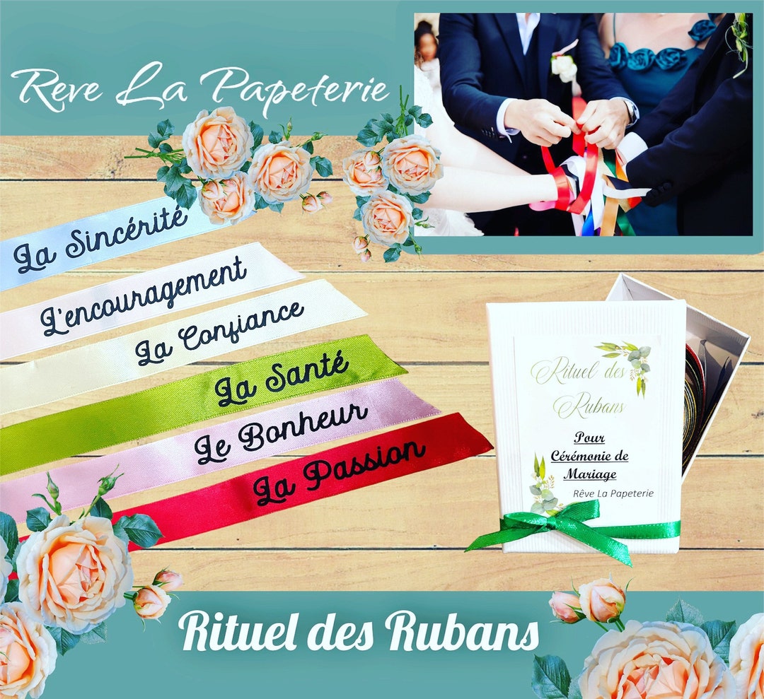 Kit Rubans Handfasting Cérémonie Laïque - 16 Rubans Colorés - Mariage Symbolique