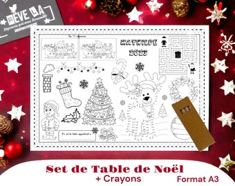 Lot Set de Table Enfants/activités/animations/noël personnalisé/déco de table de Noël enfant/ cadeaux