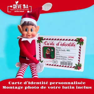 Carte d’identité Lutin ou Lutine CNI personnalisé/noël/Elfe/Elfie/