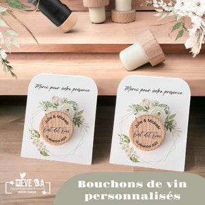 Bouchons de bouteilles de vin de verdure, bouchon de vin, faveurs de mariage, bouchon de vin personnalisé, faveurs témoins