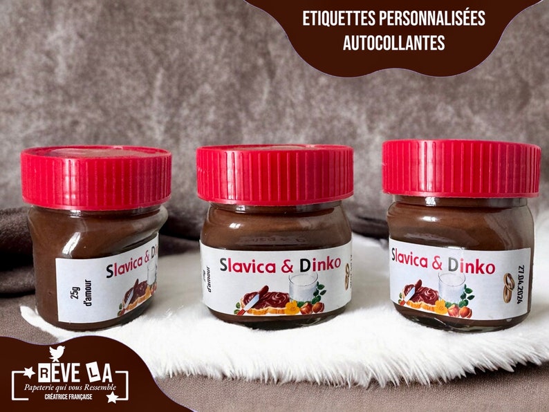 Lot Nutella Étiquettes Autocollantes pot 25g/remerciements/cadeaux invités/mariage/baptême/anniversaire/EVJF/témoins/annonce grossesse/papa/ image 10