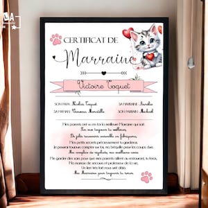 Certificat de Parrain ou Marraine - Etsy France