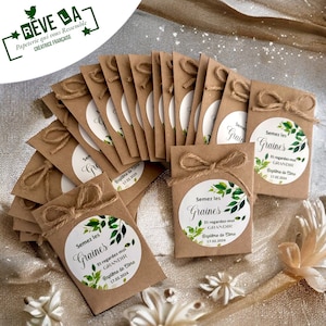 Lot Sachets de Graines à semer/faveur/mariage/baptême/communion/EVJF/anniversaire/cadeaux invités personnalisés/Fleurs jachères/champêtre