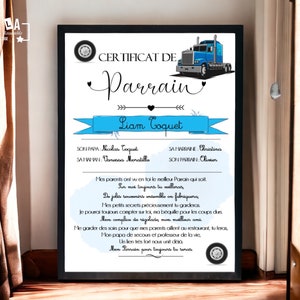 Certificat de Parrain ou Marraine - Etsy France