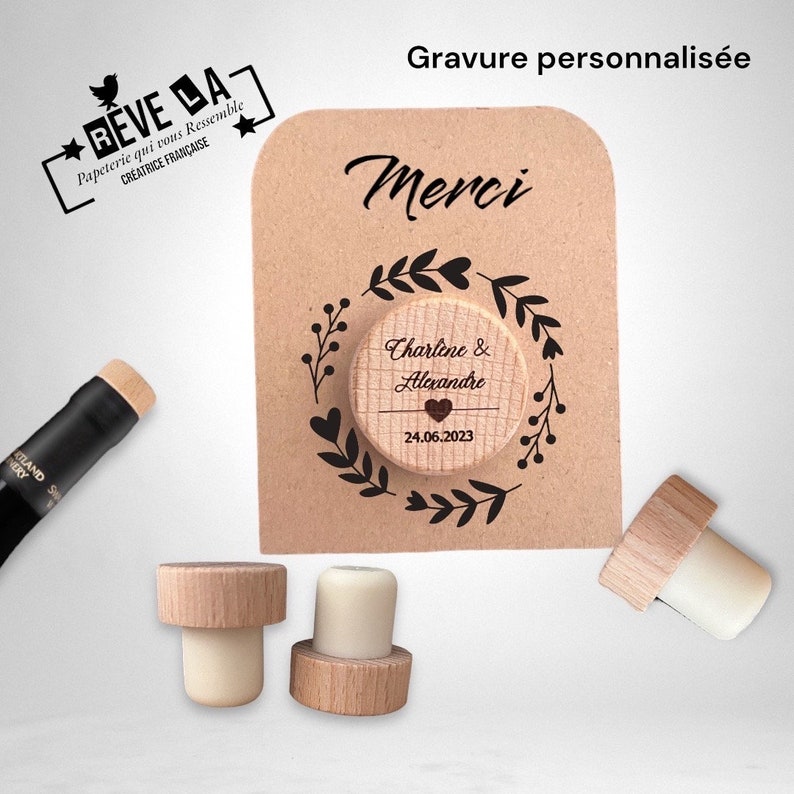 Bouchons de bouteilles de vin de verdure, bouchon de vin, faveurs de mariage, bouchon de vin personnalisé, faveurs témoins/cadeaux/gift image 6